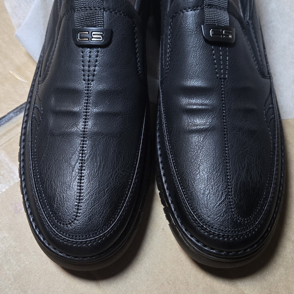 Black Leather Slip-On Men's Dress Shoes